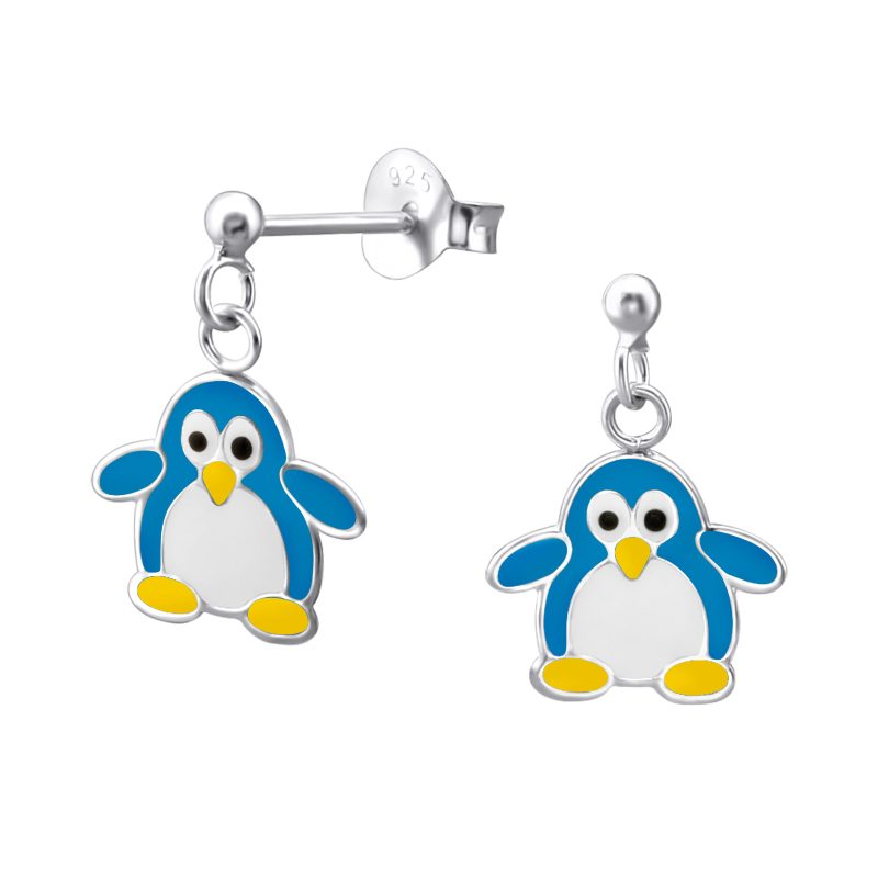 Silver Penguin stud earrings