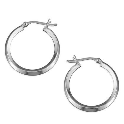 Silver Bevelled Hoop Earrings (25mm)