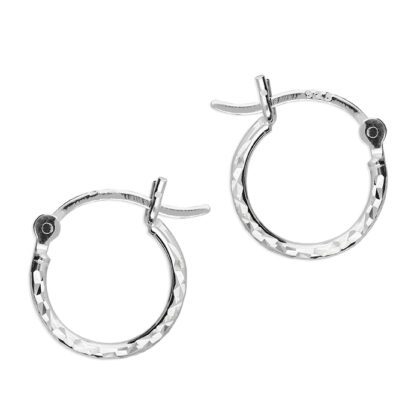 Silver Diamond Cut Hoop Earrings (10mm)