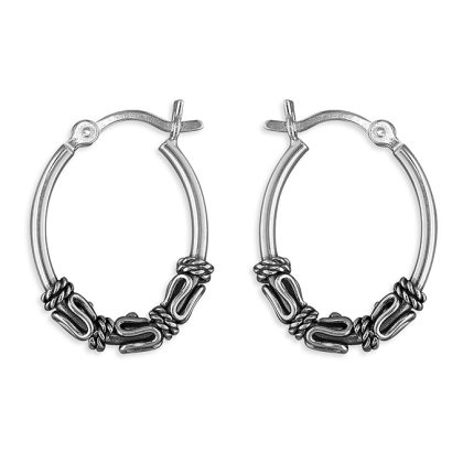 Silver Bali Ethnic 14mm Hoop Earrings