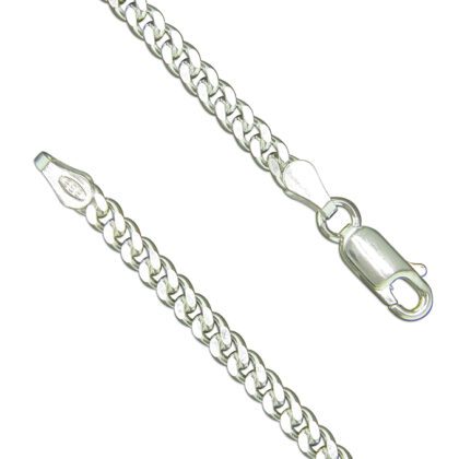 Mens 925 Sterling Silver Heavy Diamond Cut Curb Chain