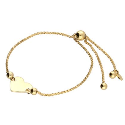 Heart Slider Bracelet 24ct Yellow Gold on Sterling Silver