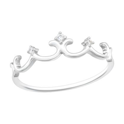 925 Silver Jewelled Crown Tiara Ring