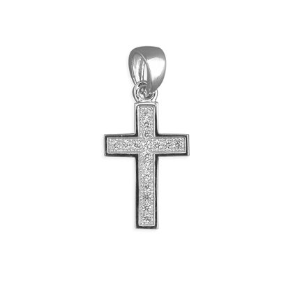 Silver Cubic Zirconia Cross Necklace