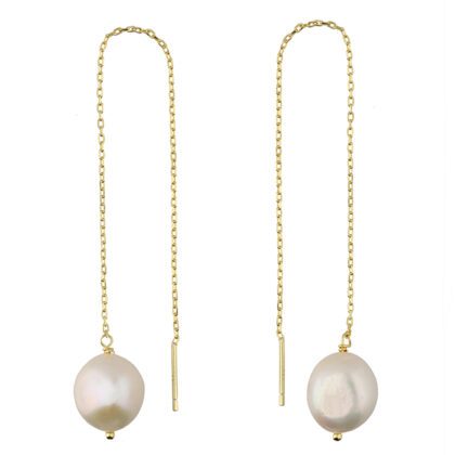 14ct Yellow Gold Freshwater Pearl Pull Thru Earrings