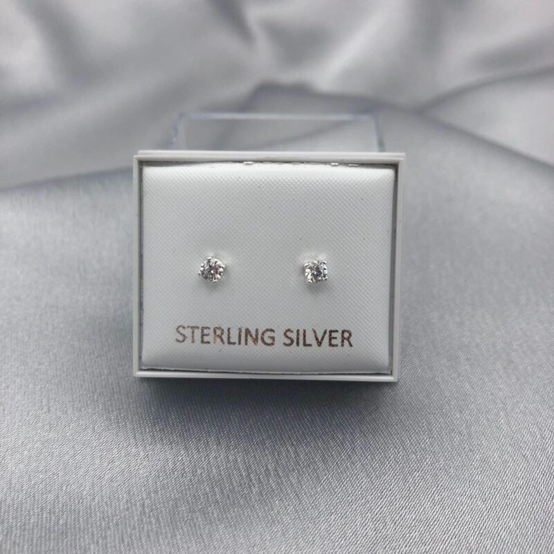 Sterling Silver Cubic Zirconia Stud Earrings - Image 7