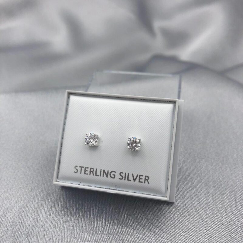 Sterling Silver Cubic Zirconia Stud Earrings - Image 6