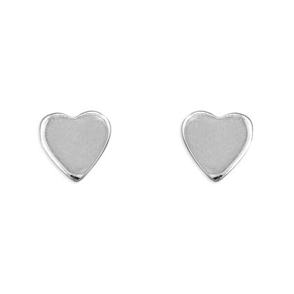 925 Sterling Silver Flat Heart Stud Earrings