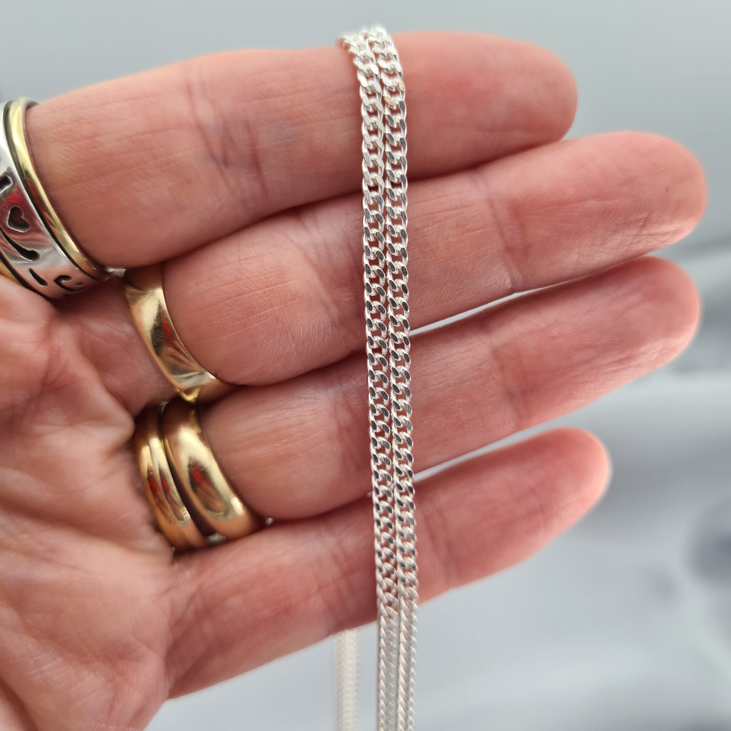 Classic Sterling Silver 1.5mm Diamond Cut Bead Chain 18 ユニセックス-