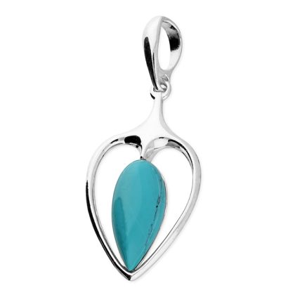 Turquoise and Silver Heart Pendant