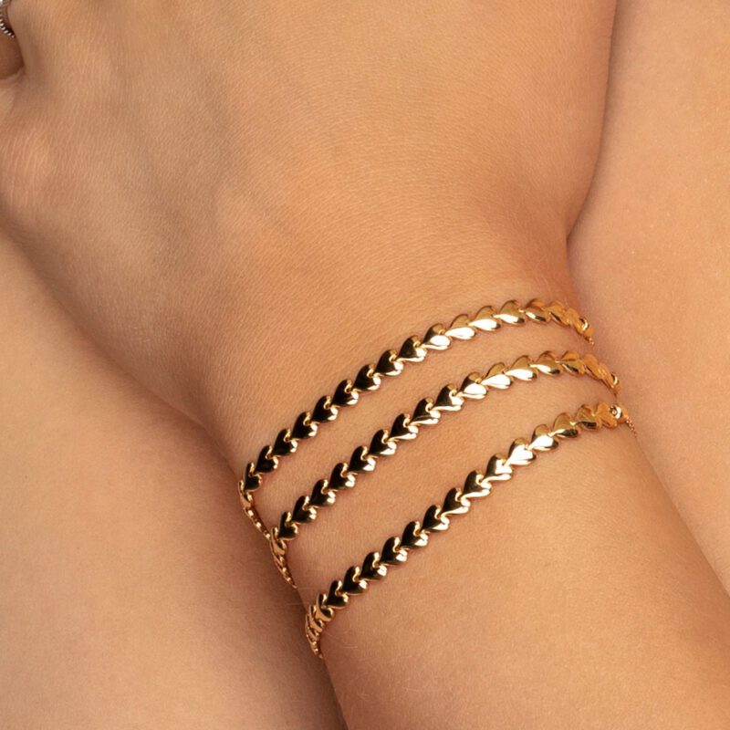 Flat Heart Slider Bracelet 18ct Yellow Gold on 925 Sterling Silver - Image 3