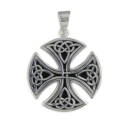 Men's 925 Sterling Silver Large Celtic Cross Pendant & Chain