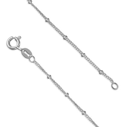 925 Sterling Silver Round Curb with Rings Chain