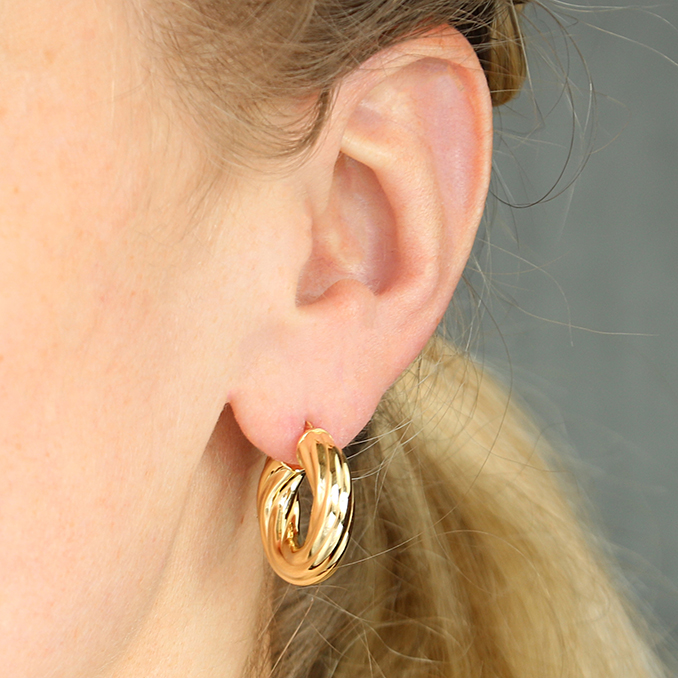 Gold hinged sleeper hot sale earrings 20mm