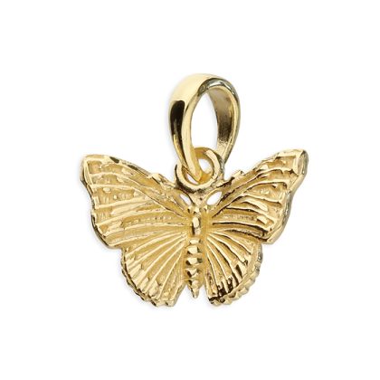 Mini Butterfly Pendant & Chain Girls 18ct Yellow Gold on 925 Sterling Silver