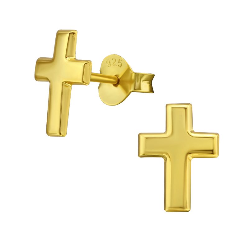 Gold cross Stud earrings