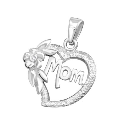 925 Sterling Silver Cubic Zirconia Mom Mum Necklace