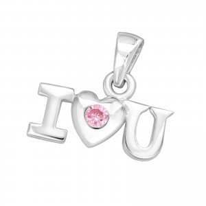 925 Silver Cubic Zirconia I Love You Necklace