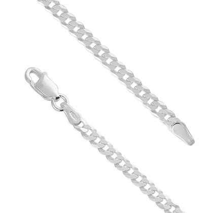 Sterling Silver Flat Curb Chain 16 or 18 Inch