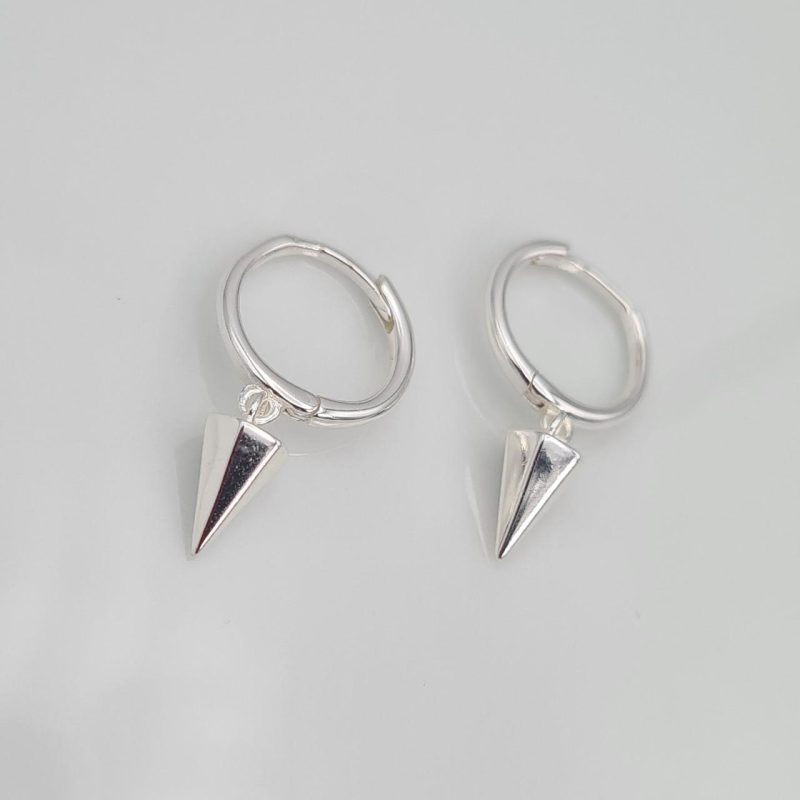 Silver Hexangonal Spike Hoop - Image 3