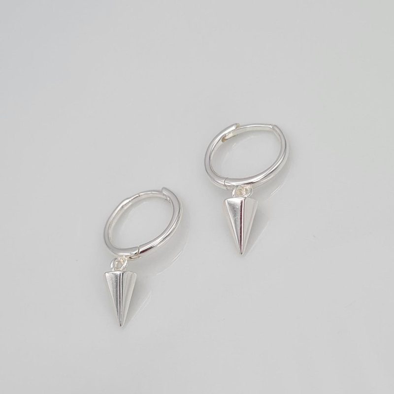 Silver Hexangonal Spike Hoop - Image 5