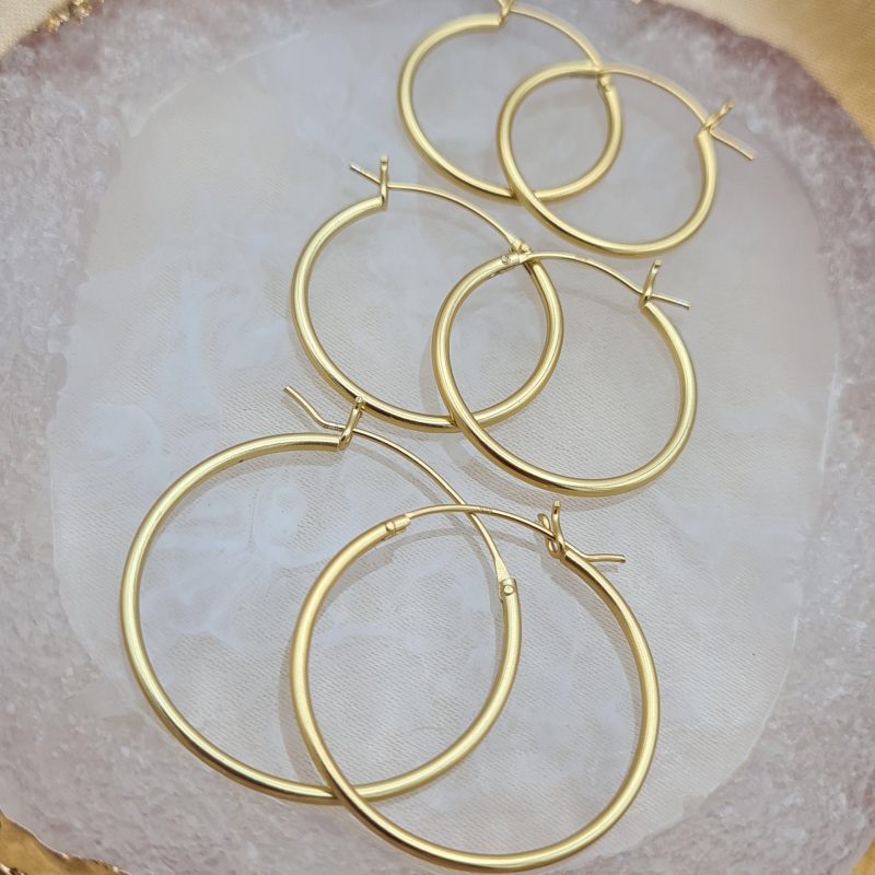 Yellow Gold French lock Hoops