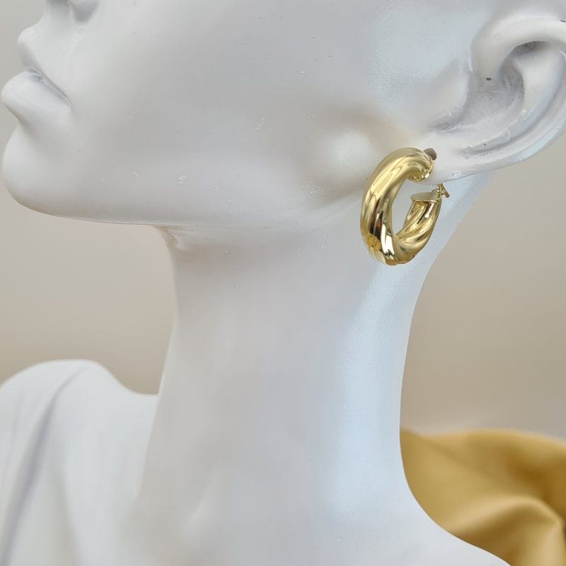 24ct Gold on 925 Sterling Silver Hoop Earrings - Image 2