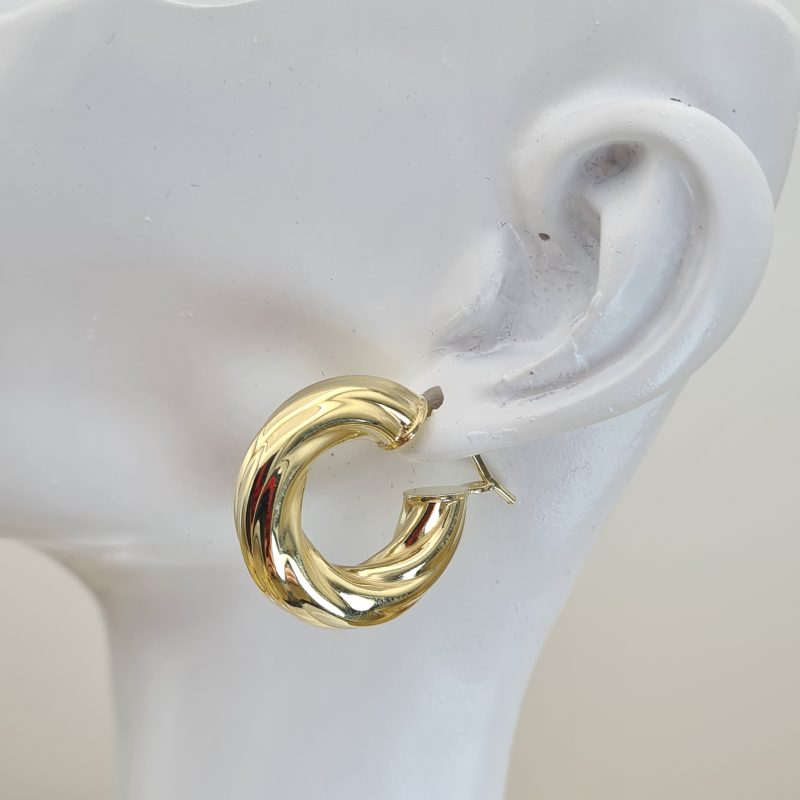 24ct Gold on 925 Sterling Silver Hoop Earrings - Image 3