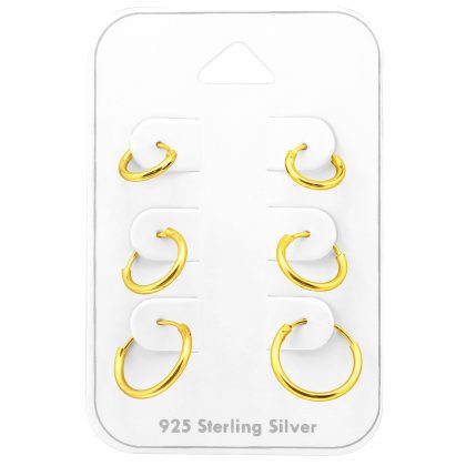 Yellow Gold Set of 3 Hoops 8 10 12mm