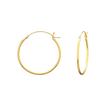 24ct Gold on 925 Sterling Silver 25mm French lock Hoop Earrings