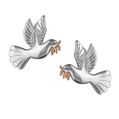 Silver Dove of Peace Stud Earrings