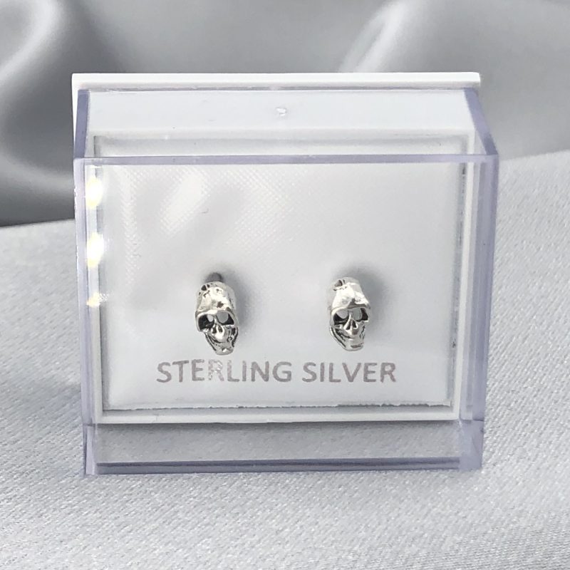 925 Sterling Silver Small Skull Stud Earrings Gift Boxed - Image 4