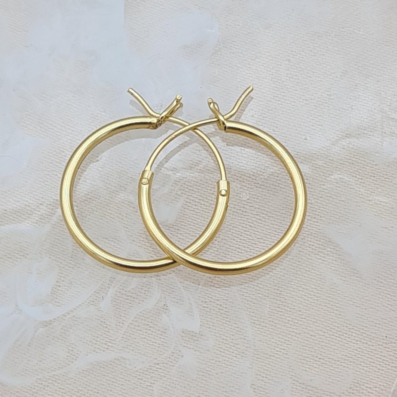 24ct Gold on 925 Sterling Silver 16mm French lock Hoop Earrings - Image 3