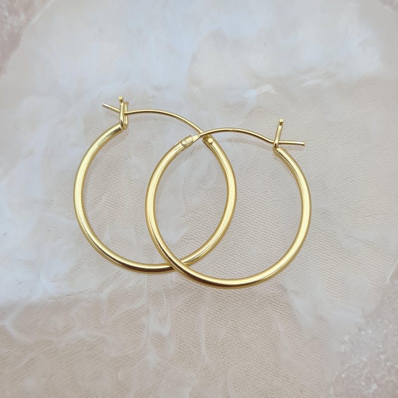 24ct Gold on 925 Sterling Silver 20mm French lock Hoop Earrings