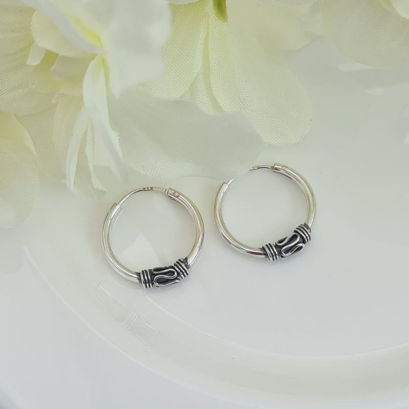 Silver 17mm Bali Hoops - Image 6