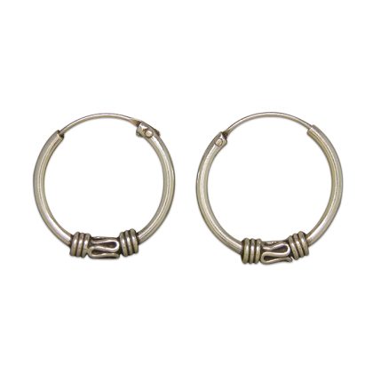 Silver 17mm Bali Hoops