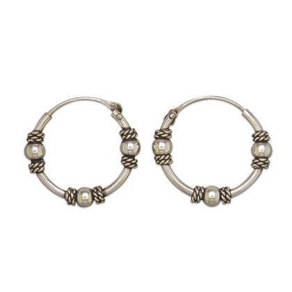 Silver 16mm Bali Hoops