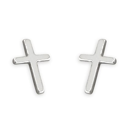 Silver small cross earrings