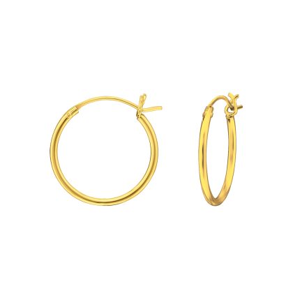 24ct Gold on 925 Sterling Silver 16mm French lock Hoop Earrings