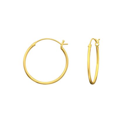 24ct Gold on 925 Sterling Silver 20mm French lock Hoop Earrings