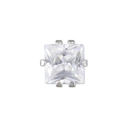 Men's Sterling Silver Square Cubic Zirconia Stud