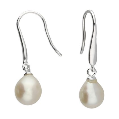 925 Sterling Silver 'Joy' Freshwater White Pearl Drop Earrings