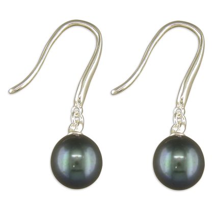 925 Sterling Silver 'Joy' Black Freshwater Pearl Drop Earrings