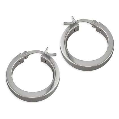 Silver Square Tube Hoop Earrings 22mm