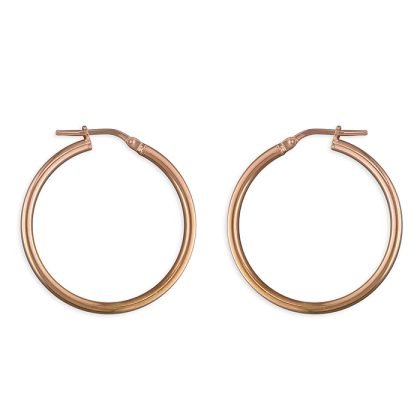 18ct Rose Gold on 925 Silver Hoop Earrings