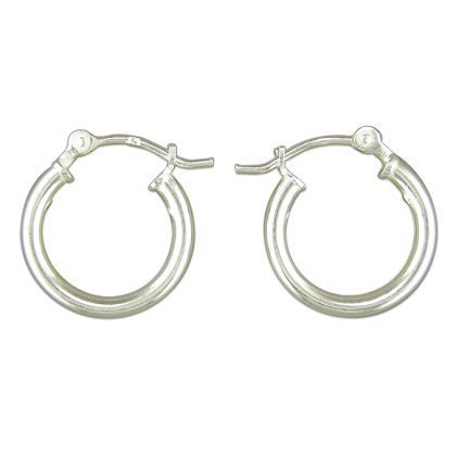 Silver small creole hinged hoop earrings