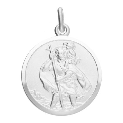 Sterling Silver 20mm Saint Christopher Pendant on 20 Inch Chain