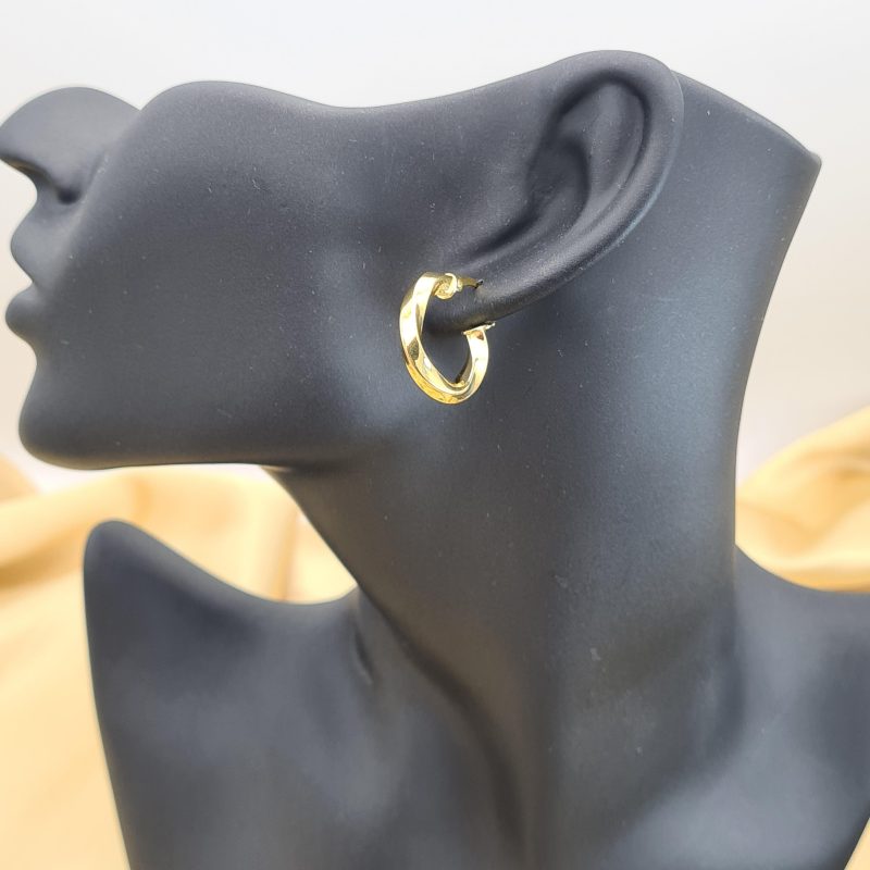 18ct Gold on 925 Sterling Silver 20mm Chunky Twist Hoop Earrings - Image 6