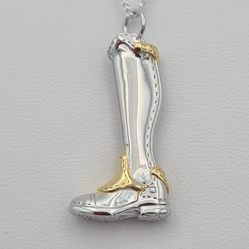 Silver riding boot pendant