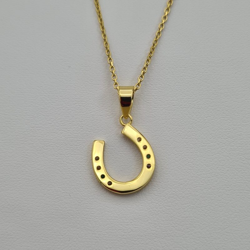 14ct Gold on Sterling Silver Horseshoe Necklace - Image 9